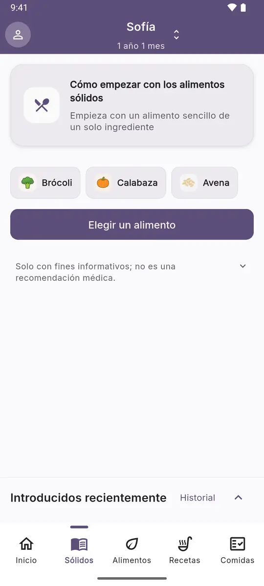 Pantalla Sólidos antes del primer alimento: por dónde empezar y tres alimentos para elegir